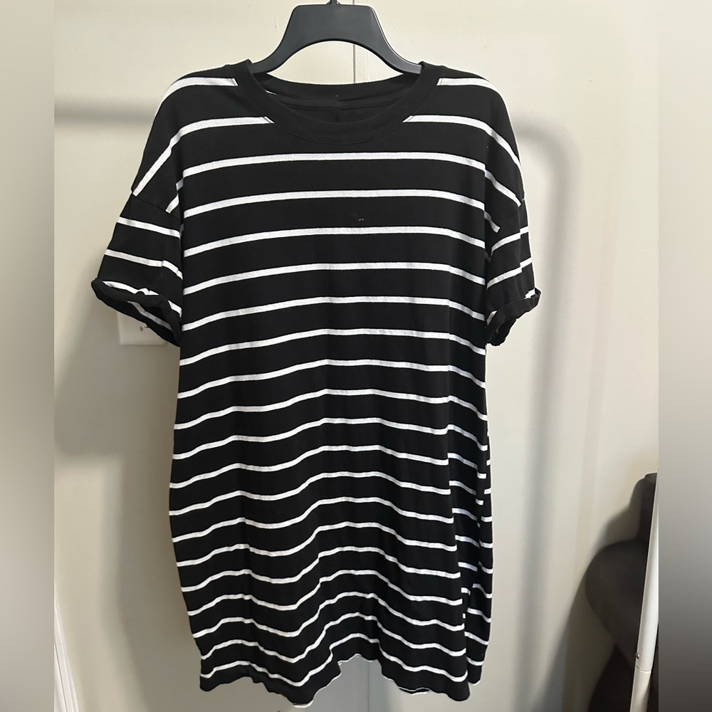 Black and White Striped Short Sleeve Midi Dress size XXL 20